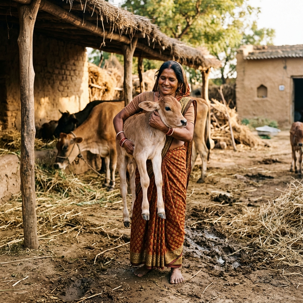 Dairy owner with her cattle